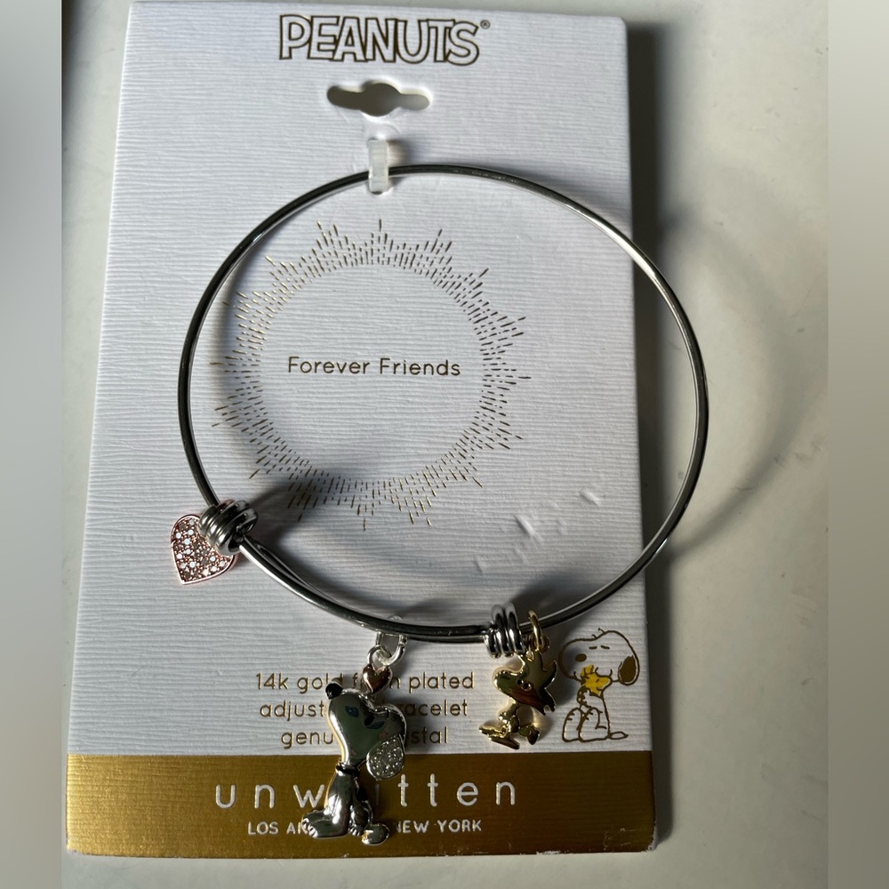 Unwritten Peanuts Forever Friends 14k gold flash plated adjustable bracelet
